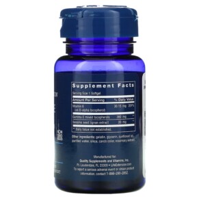 Thành phần vi chất của Life Extension Gamma E Mixed Tocopherols 60 Softgels 737870207566