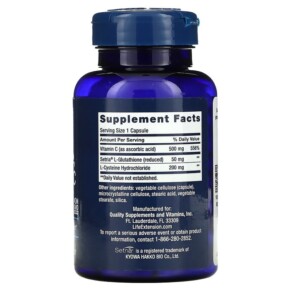 Thành phần vi chất của Life Extension Glutathione Cysteine & C 100 Capsules 737870154112