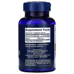 Thành phần vi chất của Life Extension Glycine 1.000 mg 100 Vegetarian Capsules 737870166917