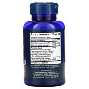 Thành phần vi chất của Life Extension Grapeseed Extract 100 mg 60 Vegetarian Capsules 737870221166