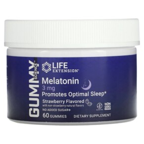 Thực phẩm chức năng Life Extension Gummy Science Melatonin Strawberry 3 mg 60 Gummies 737870250364