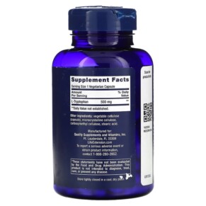 Thành phần vi chất của Life Extension L-Tryptophan 500 mg 90 Vegetarian Capsules 737870172291