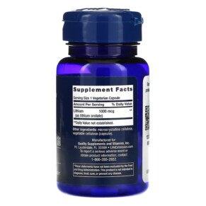 Thành phần vi chất của Life Extension Lithium 1.000 mcg 100 Vegetarian Capsules 737870240310