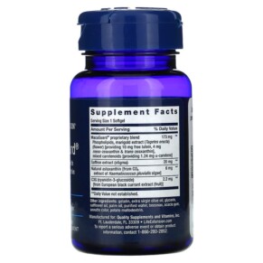 Thành phần vi chất của Life Extension MacuGuard Ocular Support with Saffron & Astaxanthin 60 Softgels 737870199366