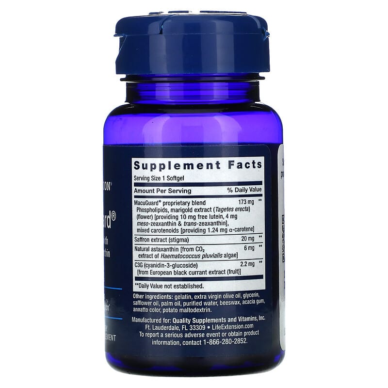 Life Extension MacuGuard Ocular Support with Saffron & Astaxanthin 60 Softgels 2 Thành phần vi chất của Life Extension MacuGuard Ocular Support with Saffron & Astaxanthin 60 Softgels 737870199366