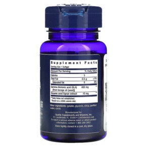 Thành phần vi chất của Life Extension Mega GLA Sesame Lignans 30 Softgels 737870221838