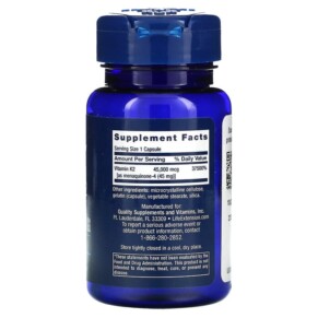 Thành phần vi chất của Life Extension Mega Vitamin K2 30 Capsules 737870241737