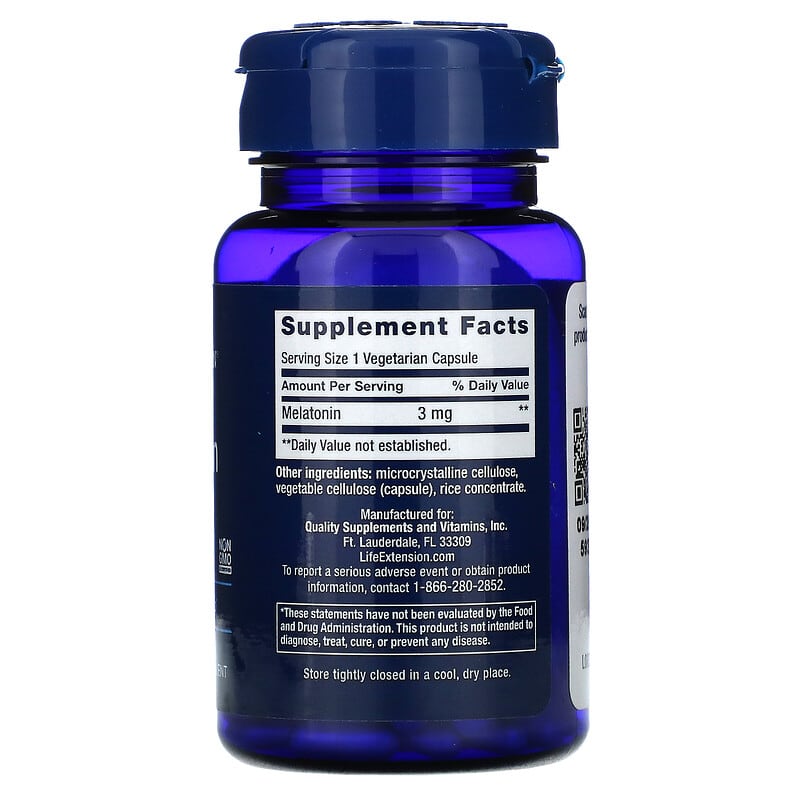 Life Extension Melatonin 3 mg 60 Vegetarian Capsules 2 Thành phần vi chất của Life Extension Melatonin 3 mg 60 Vegetarian Capsules 737870330066