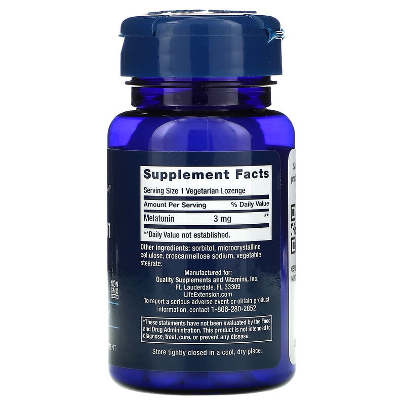 Life Extension Melatonin 3 mg 60 Vegetarian Lozenges 2 Thành phần vi chất của Life Extension Melatonin 3 mg 60 Vegetarian Lozenges 737870332060