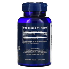 Thành phần vi chất của Life Extension Melatonin 500 mcg 200 Vegetarian Capsules 737870108320