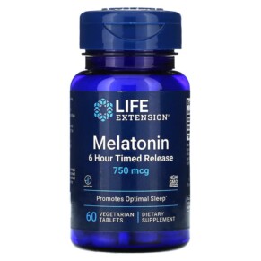 Thực phẩm chức năng Life Extension Melatonin 6 Hour Timed Release 750 mcg 60 Vegetarian Tablets 737870178866
