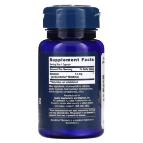 Thành phần vi chất của Life Extension Melatonin IR/XR 60 Capsules 737870220169