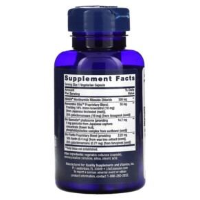Thành phần vi chất của Life Extension NAD+ Cell Regenerator and Resveratrol Elite 30 Vegetarian Capsules 737870234838