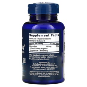 Thành phần vi chất của Life Extension Neuro-Mag Magnesium L-Threonate 90 Vegetarian Capsules 737870160397