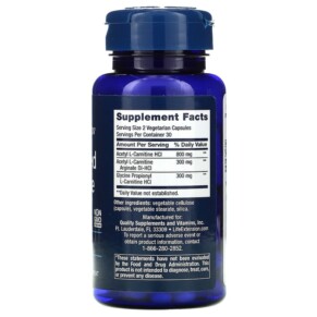 Thành phần vi chất của Life Extension Optimized Carnitine 60 Vegetarian Capsules 737870201861