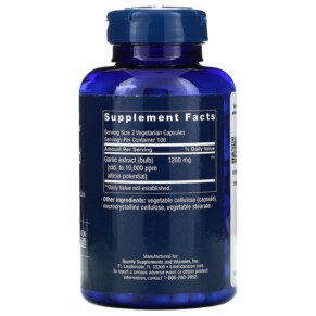 Thành phần vi chất của Life Extension Optimized Garlic Standardized Garlic Capsules 200 Vegetarian Capsules 737870139423