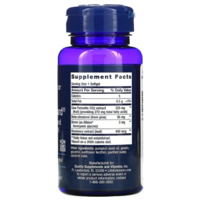 Thành phần vi chất của Life Extension PalmettoGuard Saw Palmetto and Beta-Sitosterol 30 Softgels 737870178934