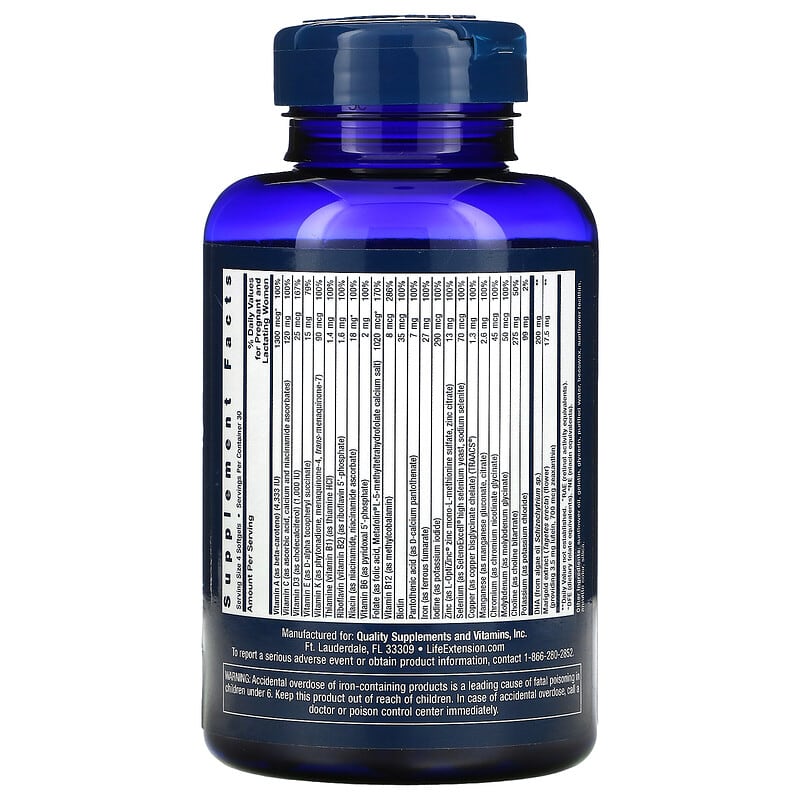 Life Extension Prenatal Advantage 120 Easy-To-Swallow Softgels 2 Thành phần vi chất của Life Extension Prenatal Advantage 120 Easy-To-Swallow Softgels 737870231912