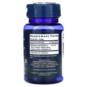 Thành phần vi chất của Life Extension Provinal Purified Omega-7 30 Softgels 737870181231