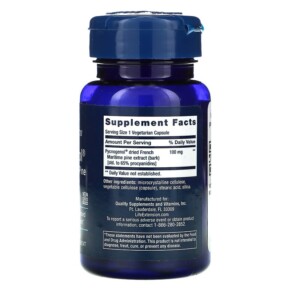 Thành phần vi chất của Life Extension Pycnogenol French Maritime Pine Bark Extract 100 mg 60 Vegetarian Capsules 737870163763