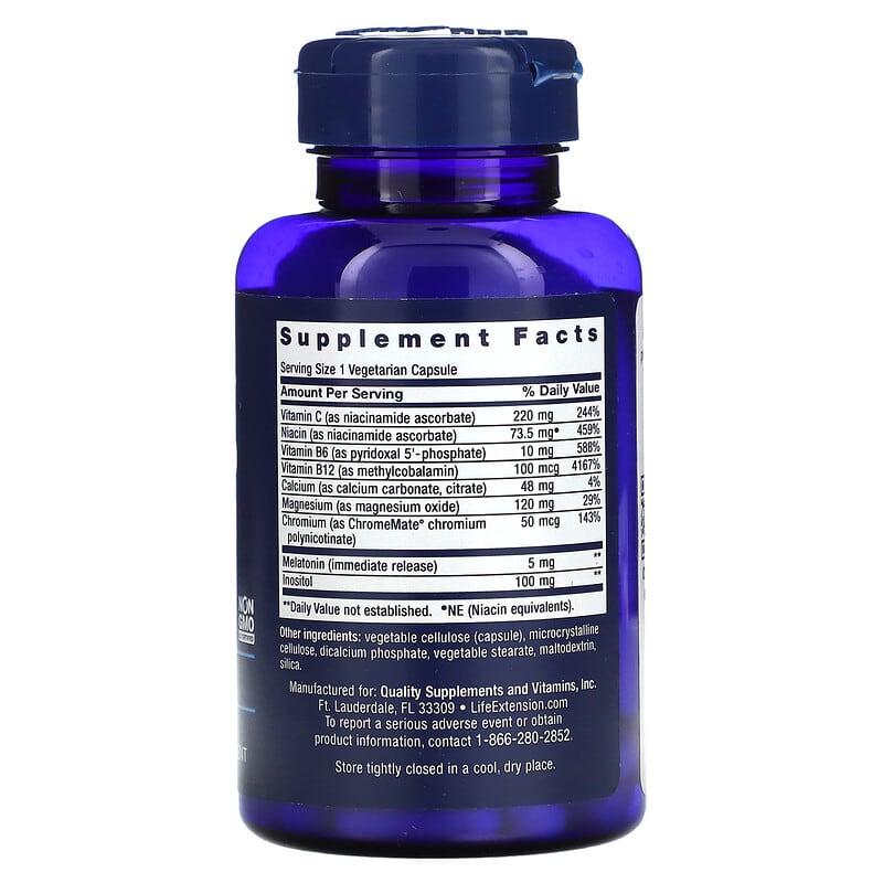 Life Extension Quiet Sleep Melatonin 5 mg 60 Vegetarian Capsules 2 Thành phần vi chất của Life Extension Quiet Sleep Melatonin 5 mg 60 Vegetarian Capsules 737870144564