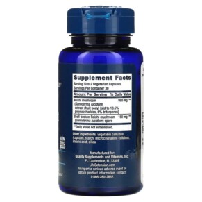 Thành phần vi chất của Life Extension Reishi Extract Mushroom Complex 60 Vegetarian Capsules 737870170860