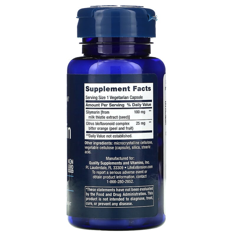 Life Extension Silymarin 100 mg 90 Vegetarian Capsules 2 Thành phần vi chất của Life Extension Silymarin 100 mg 90 Vegetarian Capsules 737870188490
