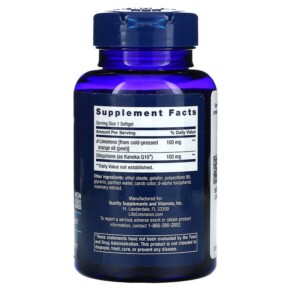 Thành phần vi chất của Life Extension Super-Absorbable CoQ10 (Ubiquinone) with d-Limonene 100 mg 60 Softgels 737870195160