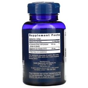 Thành phần vi chất của Life Extension Super-Absorbable CoQ10 with d-Limonene 50 mg 60 Softgels 737870194965