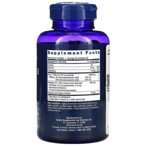 Thành phần vi chất của Life Extension Super Omega-3 EPA/DHA Fish Oil Sesame Lignans & Olive Extract 120 Softgels 737870198215