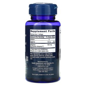 Thành phần vi chất của Life Extension Super Ubiquinol CoQ10 100 mg 60 Softgels 737870192961
