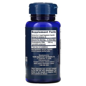 Thành phần vi chất của Life Extension TMG 500 mg 60 Liquid Vegetarian Capsules 737870185963