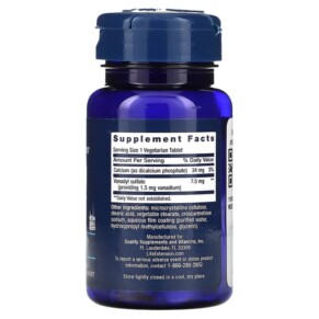 Thành phần vi chất của Life Extension Vanadyl Sulfate 7.5 mg 100 Vegetarian Tablets 737870213109