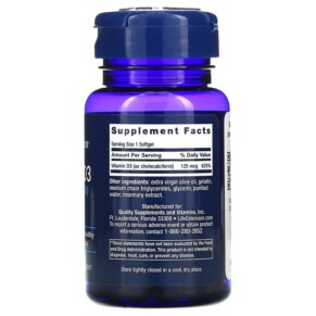 Thành phần vi chất của Life Extension Vitamin D3 125 mcg (5.000 IU) 60 Softgels 737870171362