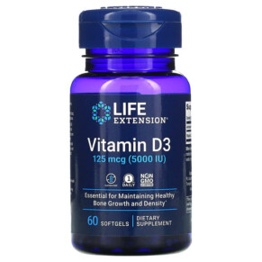 Thực phẩm chức năng Life Extension Vitamin D3 125 mcg (5.000 IU) 60 Softgels 737870171362