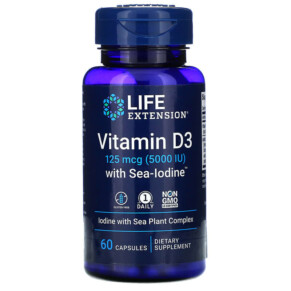 Thực phẩm chức năng Life Extension Vitamin D3 with Sea-Iodine 125 mcg (5.000 IU) 60 Capsules 737870175865