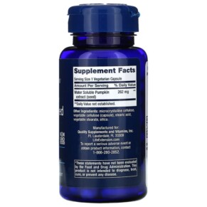 Thành phần vi chất của Life Extension Water-Soluble Pumpkin Seed Extract 60 Vegetarian Capsules 737870120964