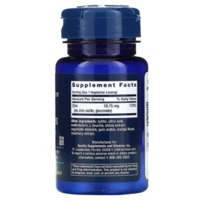 Thành phần vi chất của Life Extension Zinc Lozenges Citrus-Orange 60 Vegetarian Lozenges 737870156161