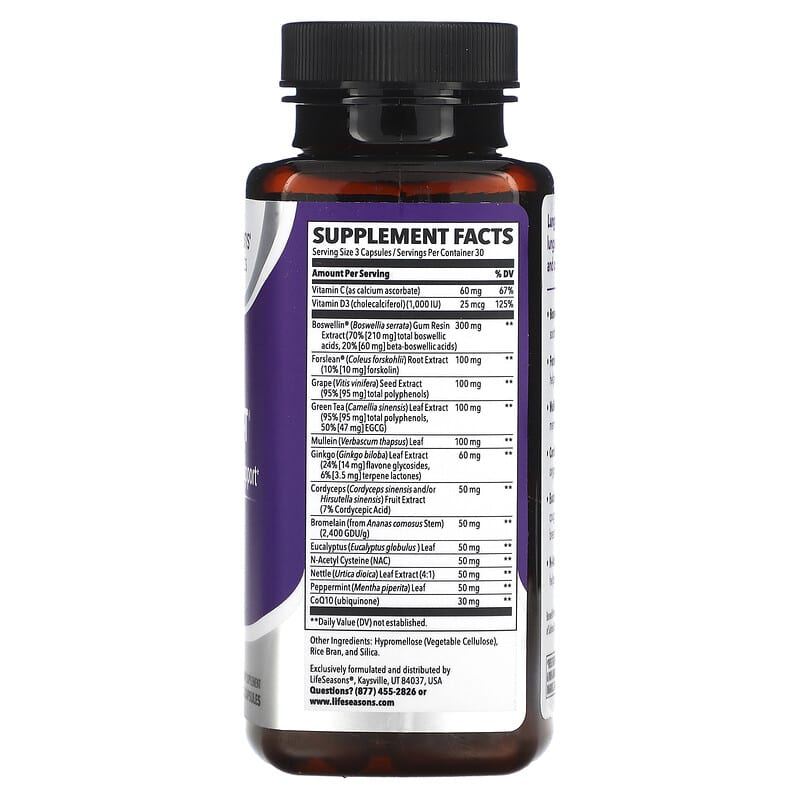 LifeSeasons Lung Capaci-T Respiratory Support 90 Veg Capsules 2 Thành phần vi chất của LifeSeasons Lung Capaci-T Respiratory Support 90 Veg Capsules 853760002490
