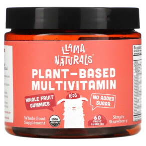 Thực phẩm chức năng Llama Naturals Plant-Based Multivitamin Whole Fruit Gummies Simply Strawberry 60 Fruit Gummies 860001318616