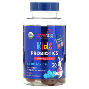 Thực phẩm chức năng LoveBug Probiotics Kids Probiotics Tummy Gummies Strawberry 2.5 Billion CFU 30 Gummies 850002716511