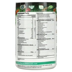 Thành phần vi chất của Macrolife Naturals Macro Greens Superfood 10 oz (283.5 g) 054139909000