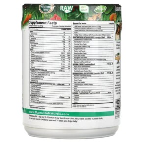 Thành phần vi chất của Macrolife Naturals Macro Greens Superfood 30 oz (850 g) 054139908010