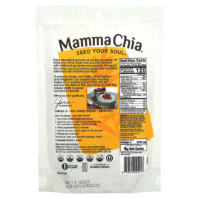 Thành phần vi chất của Mamma Chia Chia Pudding Mix Vanilla Bean 5.3 oz (150 g) 856516005417
