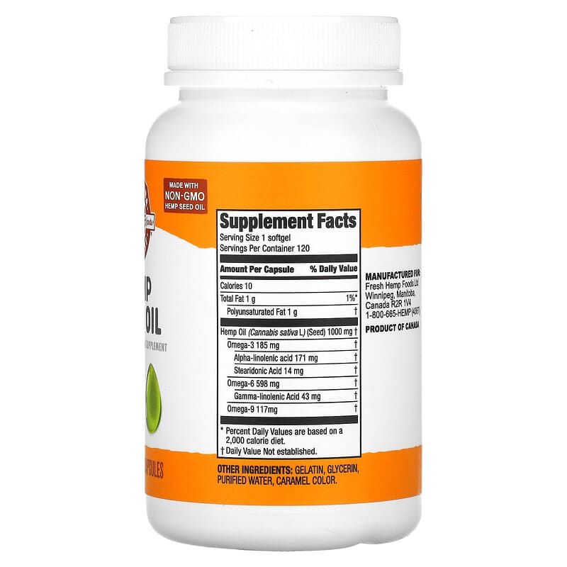 Manitoba Harvest Hemp Seed Oil 120 Softgel Capsules 2 Thành phần vi chất của Manitoba Harvest Hemp Seed Oil 120 Softgel Capsules 697658101151