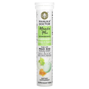 Thực phẩm chức năng Manuka Doctor Manuka Plus Effervescents Energize Grape & Apple 20 Effervescent Tablets 810057720819