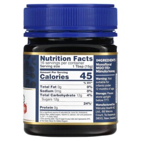 Thành phần vi chất của Manuka Health Raw Manuka Honey MGO 115+ 8.8 oz (250 g) 895015001520