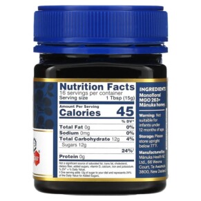 Thành phần vi chất của Manuka Health Raw Manuka Honey MGO 263+ 8.8 oz (250 g) 895015001575
