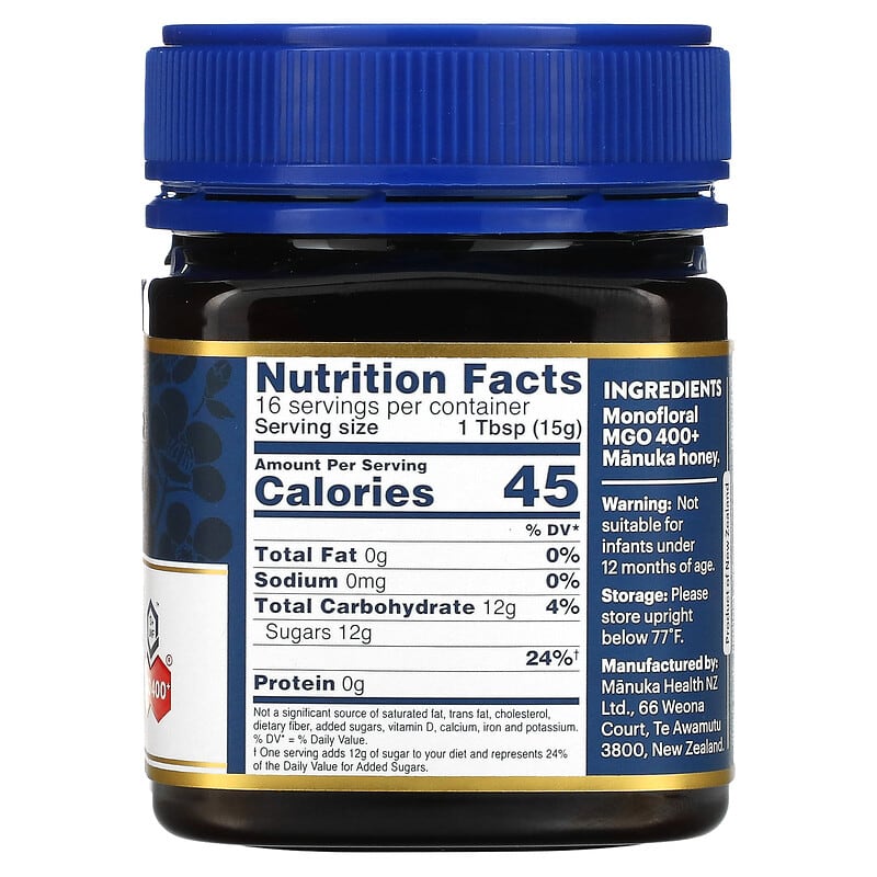 Manuka Health Raw Manuka Honey MGO 400+ 8.8 oz (250 g) 2 Thành phần vi chất của Manuka Health Raw Manuka Honey MGO 400+ 8.8 oz (250 g) 895015001544