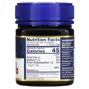 Thành phần vi chất của Manuka Health Raw Manuka Honey MGO 573+ 8.8 oz (250 g) 895015001568